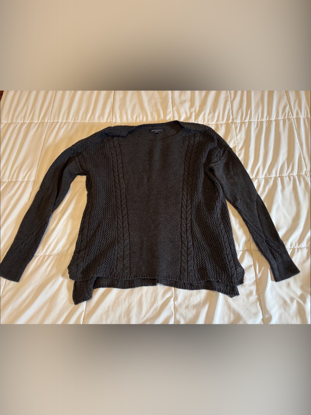 American Eagle Outfitters Black Cable Crewneck Sweater